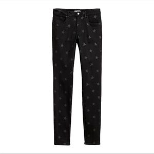 NWT H&M Star Print Skinny Jeans in Black Size 10